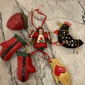 House of Hatten Holiday Ornament Set in Red and Black
